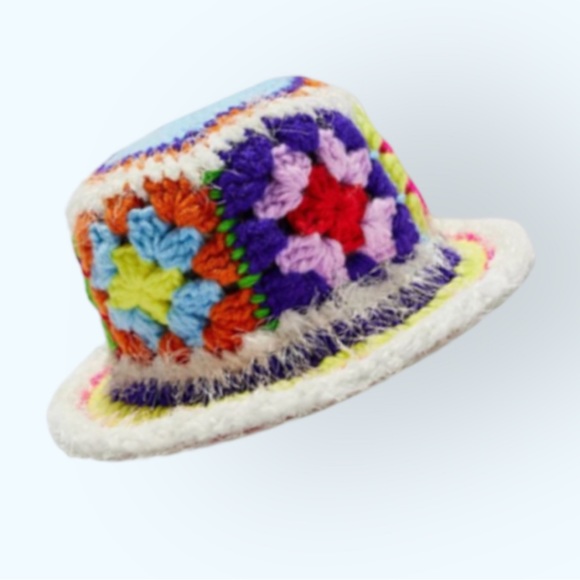 New STAHL x Free People Crochet Handknit O/S Colorful Soft Granny Boho Bucket - Picture 2 of 5